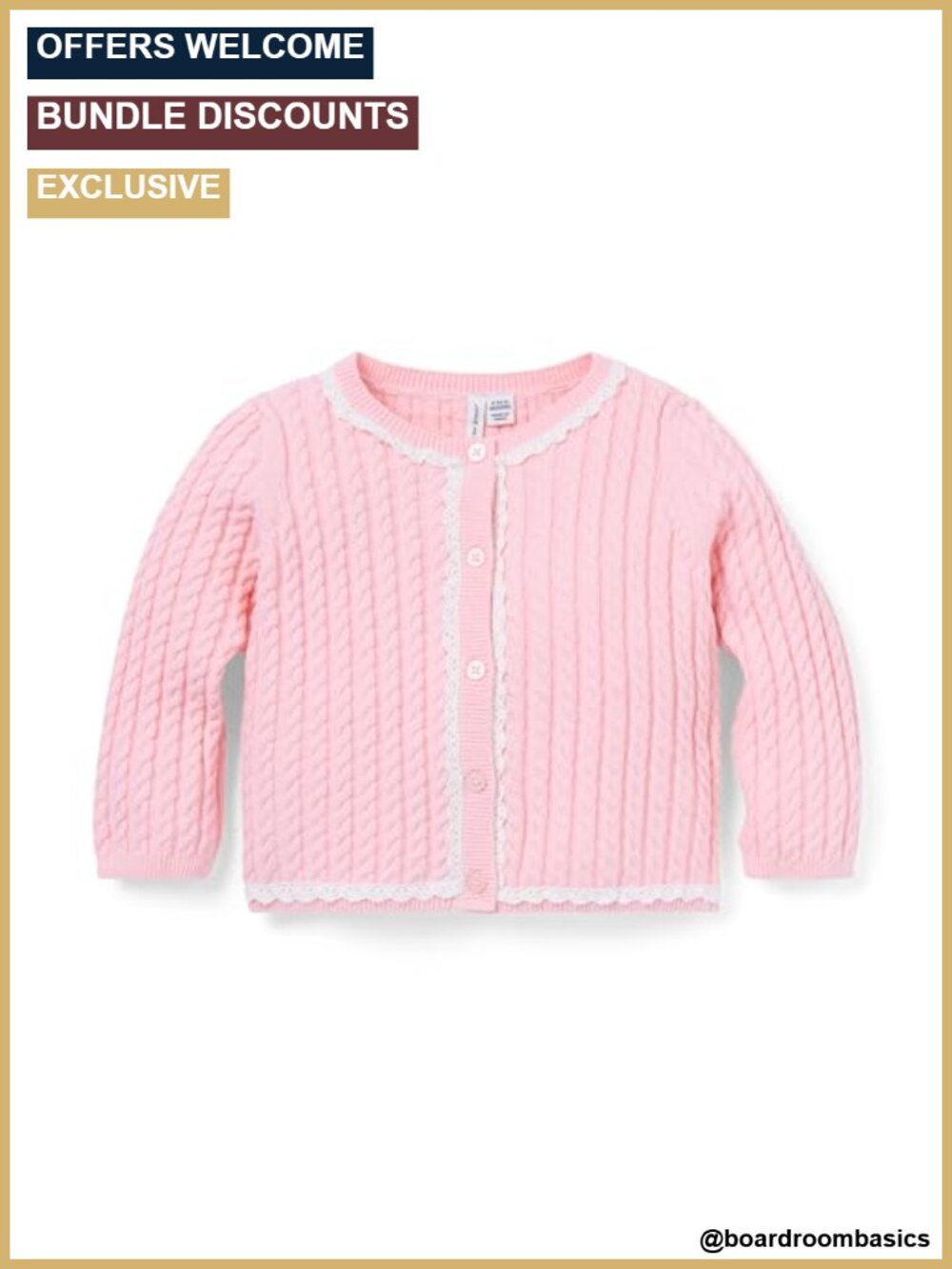 Baby Cable Knit Cardigan Button Front Long Sleeve